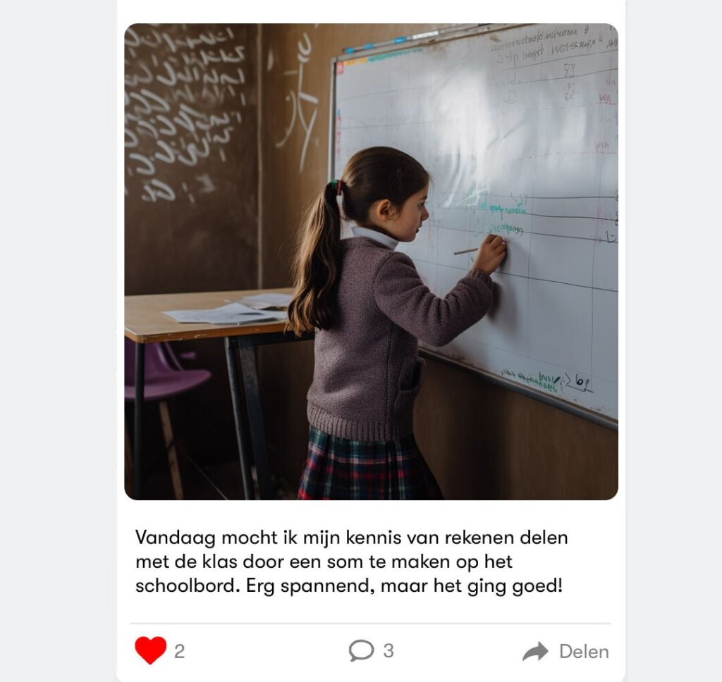 Update Post op een mobiel van Milena.